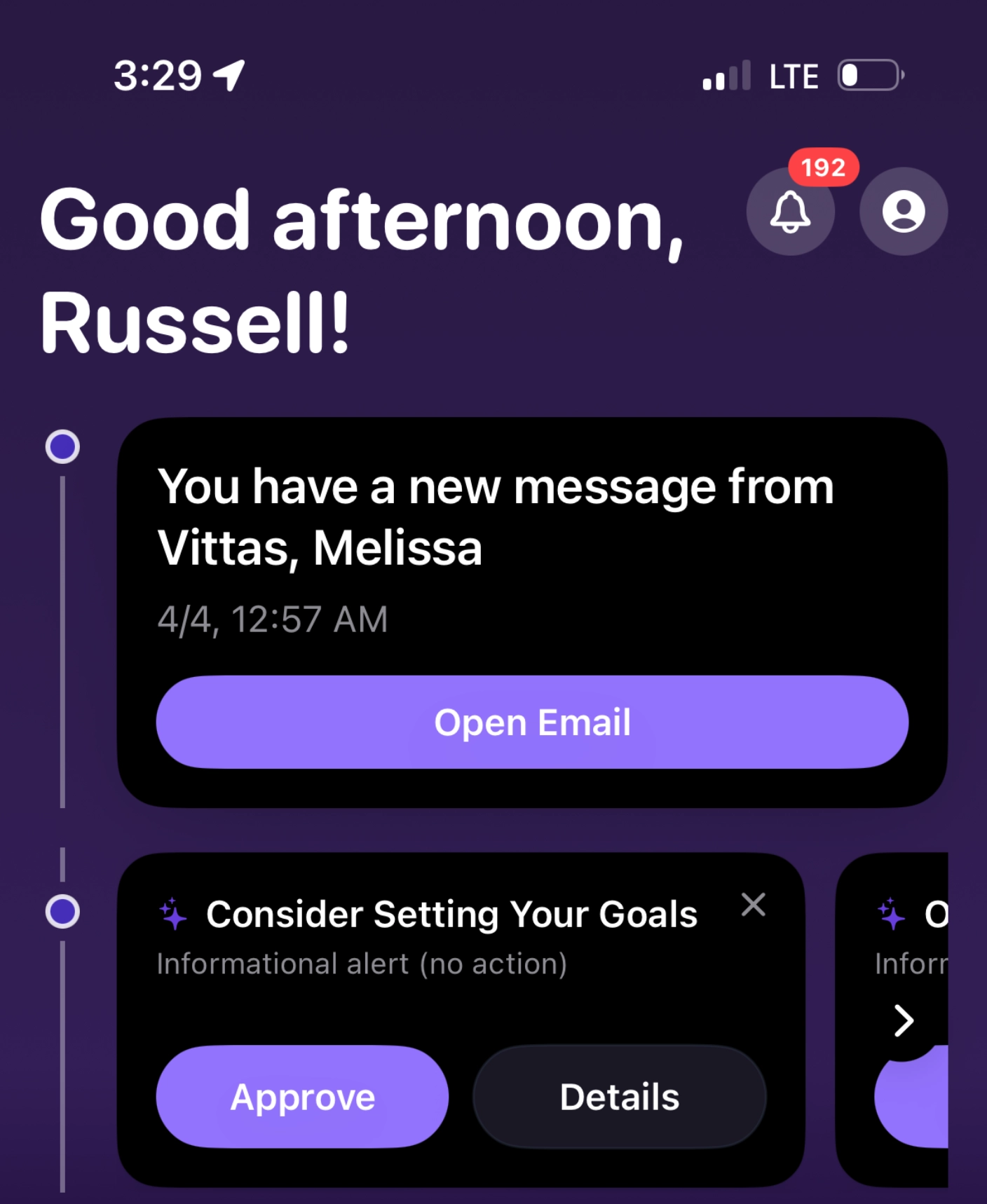 Kivu AI assistant greeting screen on iPhone